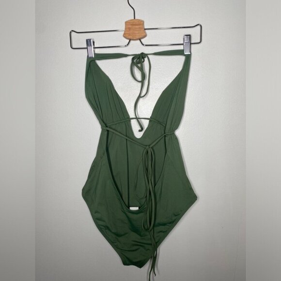 L*Space Pamela Jungle Green Tie Around Halter One Piece Swimsuit - Picture 6 of 7
